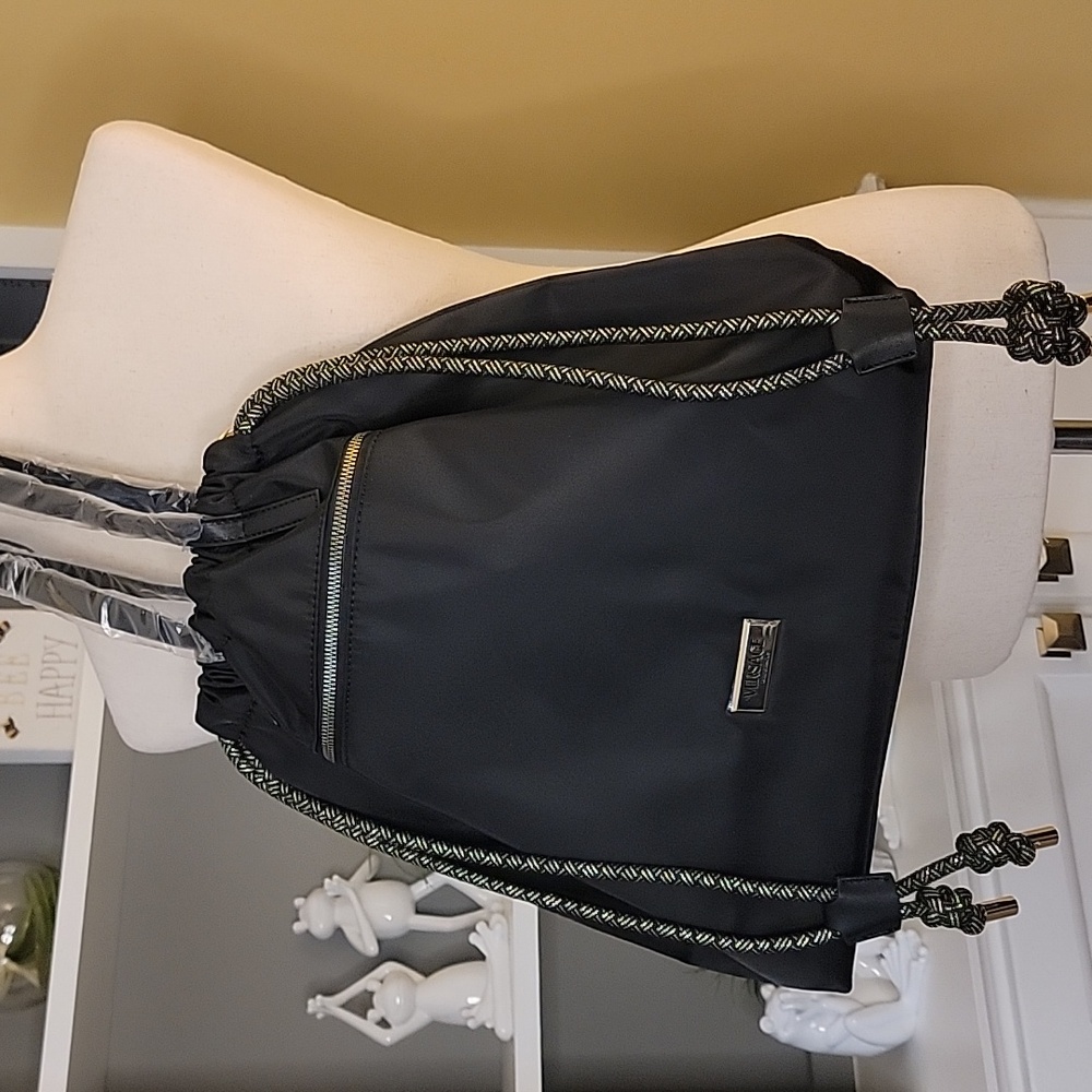 Versace Fragrance Black and Gold Tote Cinch Bag
